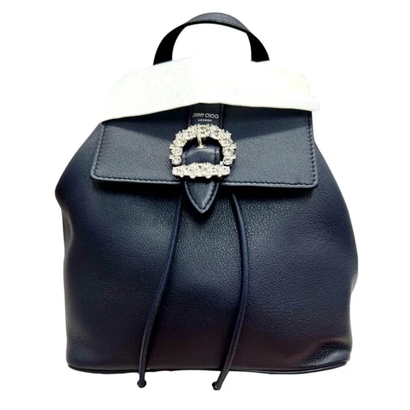 NWT Jimmy Choo Cheri Backpack Crystal Embellished, NAVY, Medium, Adjust… New $550 Jimmy Choo “Cherry Cosmos” leather | Mercari main image 3